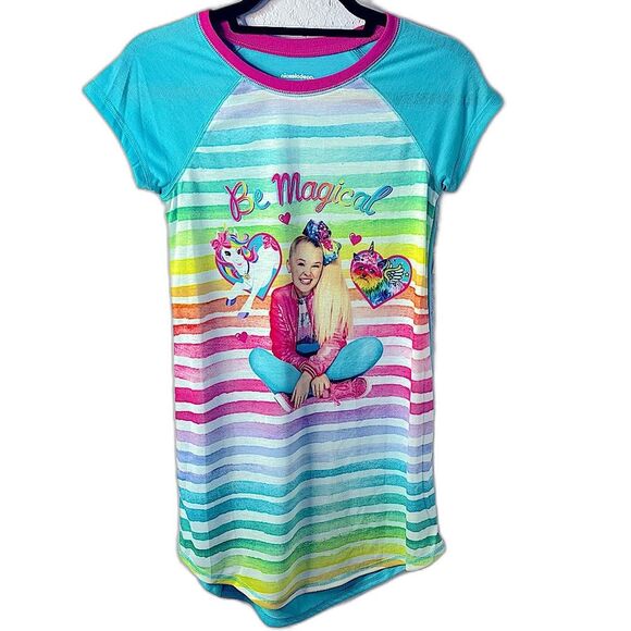 Nickelodeon JoJo Siwa "Be Magical" Blue Striped Nightgown Girls Size L 10/12 NEW - Picture 1 of 8